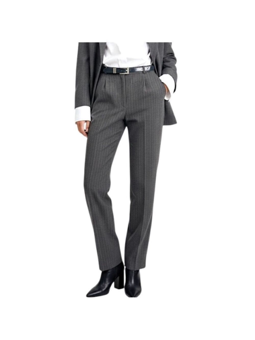NWT vintage grey pin stripe pleated high rise straight leg old money trousers 12